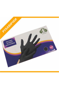 Рукавички нітрилові, розмір - L, чорні без пудри, 100шт